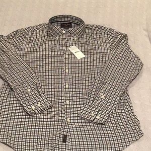 NWT Black Brown 1826 button up dress shirt-size L